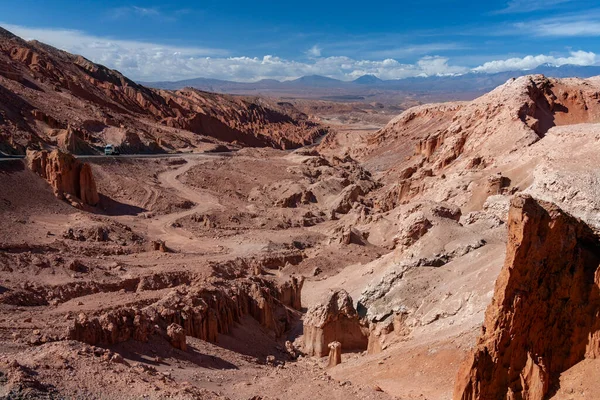 Autostrada Panamericana Che Attraversa Valle Dei Morti Nel Deserto Atacama — Foto Stock