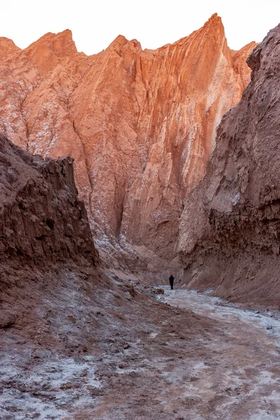 Hajnalfény Cari Canyon Falain San Pedro Atacama Közelében Atacama Sivatagban — Stock Fotó