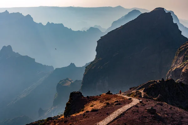 Vista Pico Arieiro Nord Verso Pico Ruivo Sull Isola Portoghese — Foto Stock