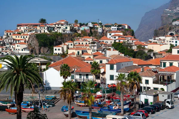 Mały Port Camara Lobos Portugalskiej Wyspie Madera — Zdjęcie stockowe