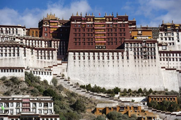 Palácio Potala Uma Fortaleza Dzong Cidade Lhasa Tibete Foi Palácio — Fotografia de Stock