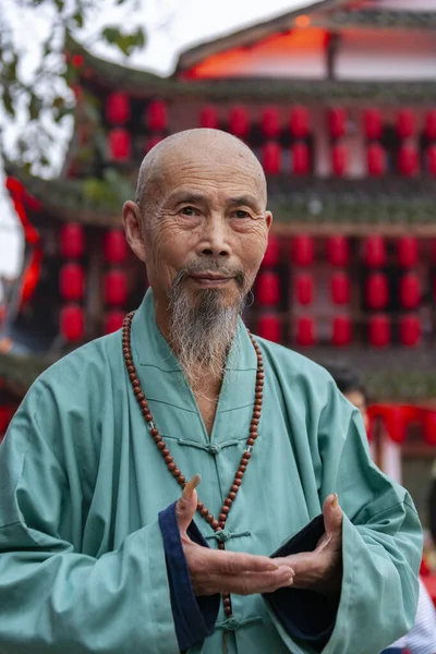 Elderly Chinese Monk City Leshan Southern Part Sichuan Province China — Stock Photo, Image