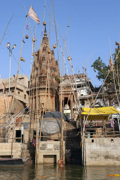 Hinduističtí Ghati Březích Svaté Řeky Gangy Varanasi Severní Indii — Stock fotografie