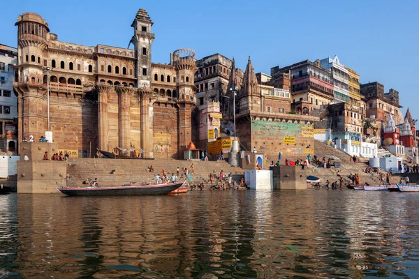 Les Ghats Hindous Sur Les Rives Gange Rivière Sainte Varanasi — Photo
