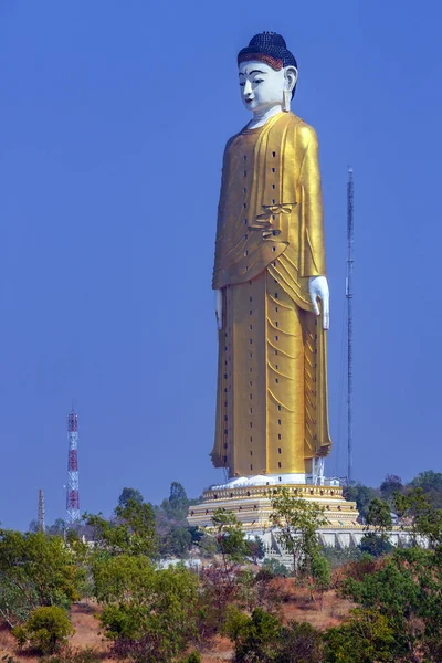 Laykyun Sekkya Ayakta Buda Heykeli Dünyanın Uzun Buda Heykelidir Monywa — Stok fotoğraf