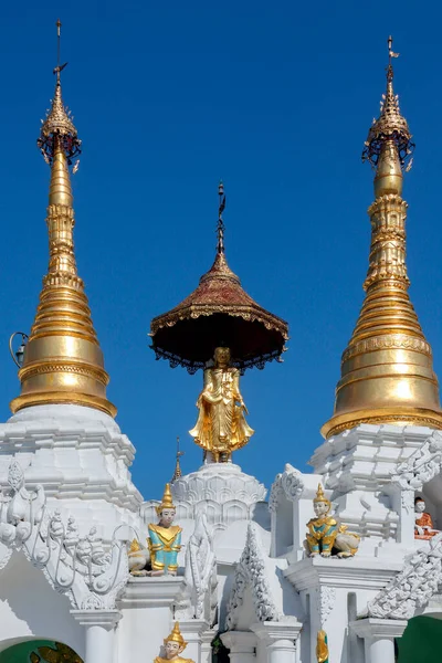Temples Stupa Dans Complexe Pagode Shwedagon Officiellement Intitulé Shwedagon Zedi — Photo