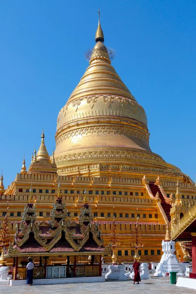 ミャンマーのバガンの古代都市のシュワイゴン パゴダ ビルマ — ストック写真