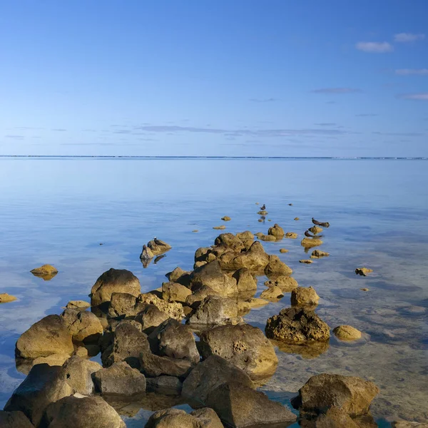 Klidné Moře Pozdním Odpoledním Slunci Aitutaki Laguna Cookových Ostrovech Jižním — Stock fotografie