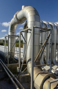 Expansion loops on a steam pipeline at a geothermal power station in New Zealand