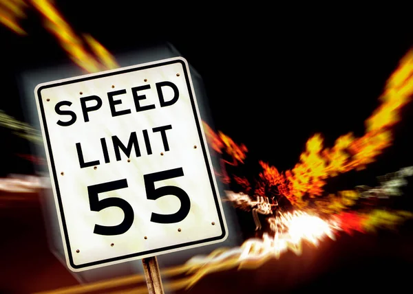 Speed Limit Mph Driving Night — Photo