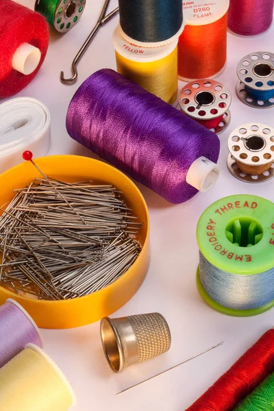 Range Colored Sewing Thread Yarn — Stock Photo, Image