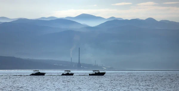 Hazy Morning Coast Pula Isztriai Félszigeten Horvátországban Kelet Európában — Stock Fotó