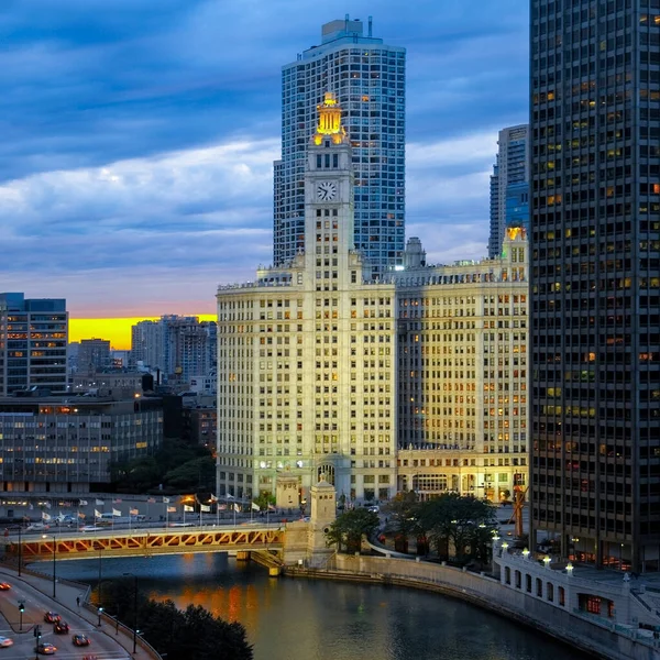 Κτίριο Wrigley Στο Κέντρο Της Loop Περιοχή Του Σικάγο Illinois — Φωτογραφία Αρχείου