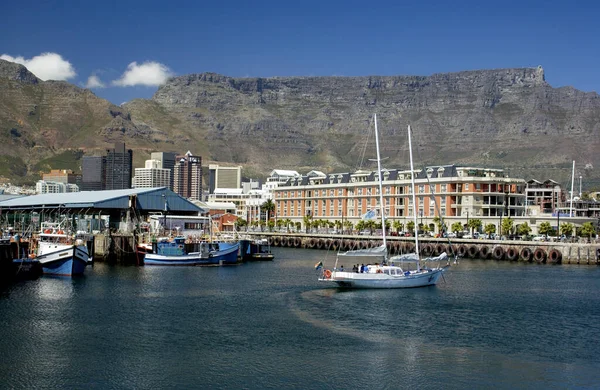 Victoria Och Alfred Waterfront Och Table Mountain Hamnen Kapstaden Sydafrika — Stockfoto