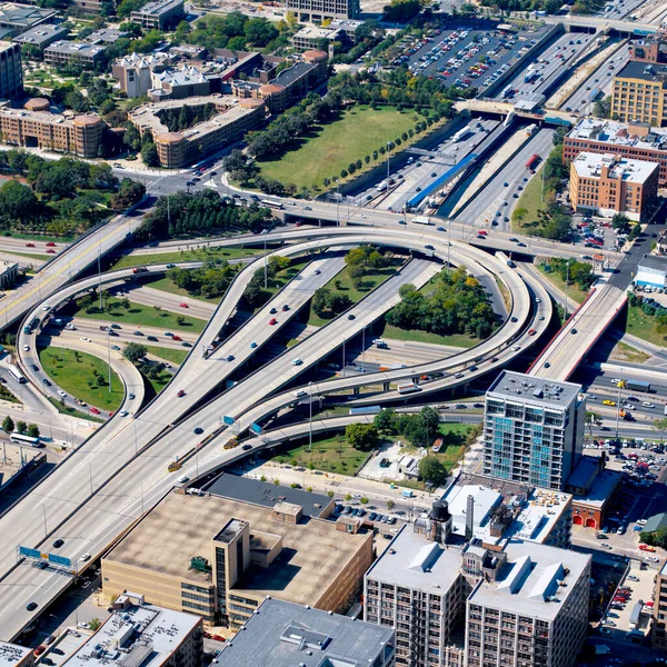 Aerial View Highway Intersection Chicago Illinois United States America — Stock Photo, Image