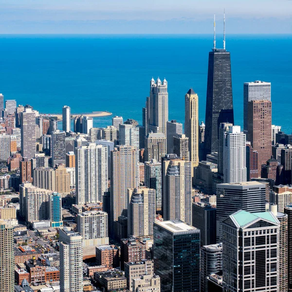 Vysoká Úroveň Pohled Centrum Města Chicaga Illinois Spojených Státech Amerických — Stock fotografie