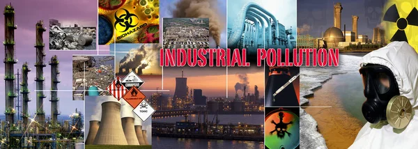 Industrial Pollution, such as air, noise and light pollution, acid rain, plastics, radioactive waste, soil and water contamination.