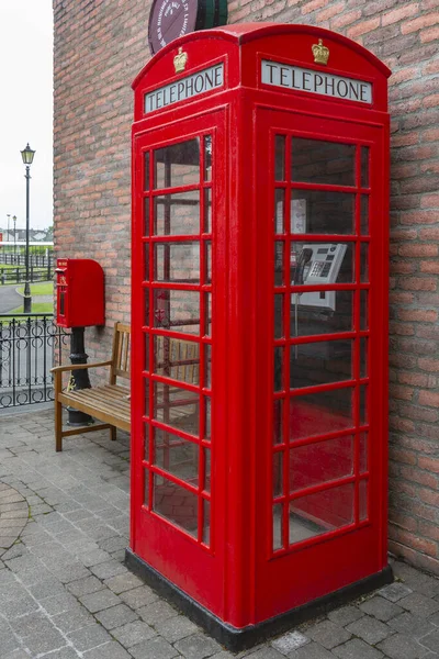 British Style Red Telephone Box Bushmills Distillery County Antrim Northern — Stock Photo, Image