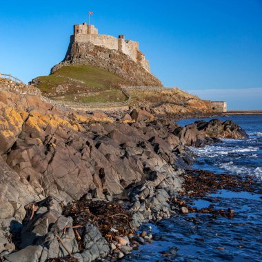 İngiltere 'nin kuzeydoğusundaki Northumberland sahilindeki Kutsal Ada' da Lindisfarne. İngiltere.