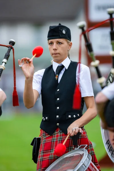 Drummer Piper Band Cowal Gathering Highland Games Dunoon Cowal Peninsula — Foto de Stock