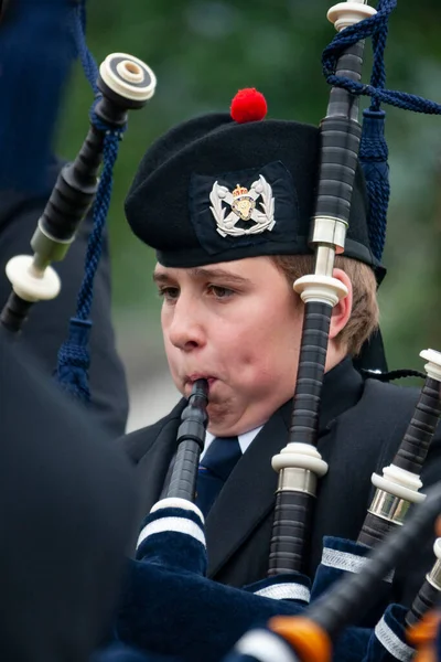 Piper Cowal Gathering Highland Games Cerca Dunoon Península Cowal Escocia — Foto de Stock