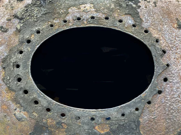 Industrial Decay Old Abandoned Railway Equipment Slowly Rusting Away Oval — Stock Photo, Image