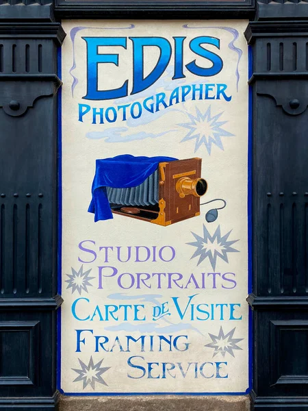 Advertising Sign Edwardian Photographers Shop Beamish Open Air Museum Northumberland — Stock Photo, Image