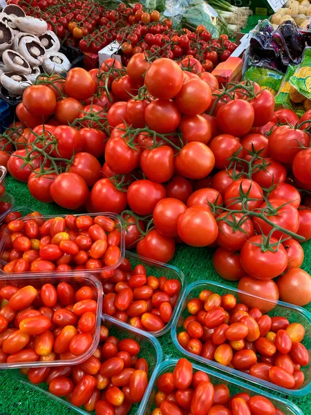 Pomidory Sprzedaż Stoisku Dniu Targowym Mieście Malton North Yorkshire Zjednoczone — Zdjęcie stockowe