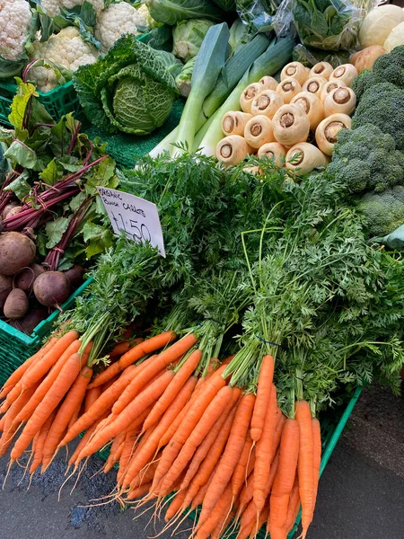 英国北约克郡Malton镇市场日在市场摊位上出售的蔬菜 — 图库照片