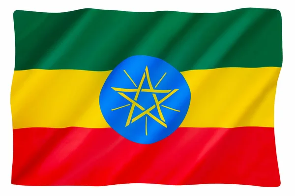 National Flag Ethiopia Version Adopted May 2009 Isolated White Cut — Stock Photo, Image