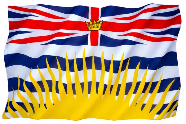 Bandera Civil Estatal Columbia Británica Canadá Aislado Blanco Para Cortar — Foto de Stock