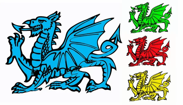 ウェールズのドラゴン ウェールズの国旗に登場する 旗はY Drig Gochとも呼ばれる ウェールズを象徴するドラゴンの最古の記録された使用法は西暦829年頃に書かれたブリトン紀のものである 切断のために白に隔離された — ストック写真