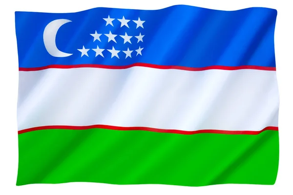 State Flag Republic Uzbekistan Adopted 18Th November 1991 Isolated White — Stock Photo, Image