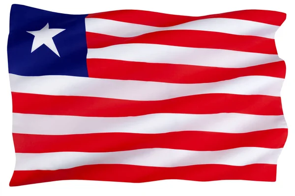 リベリアの国旗やリベリアの国旗はアメリカ合衆国の国旗とよく似ており リベリアがアメリカ合衆国やカリブ海の元黒人奴隷によって設立されたことを表している 利便性の旗 — ストック写真
