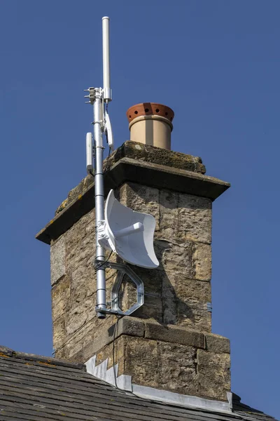 High Speed Lijn Sight Draadloos Internet Ontvangen Verzenden Mast Een — Stockfoto