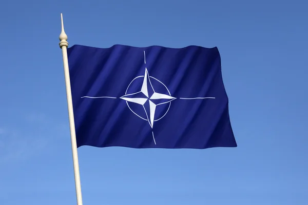 Прапор Організації Північноатлантичного договору - НАТО — стокове фото