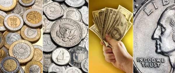 Mynt och sedlar - internationell valuta — Stockfoto