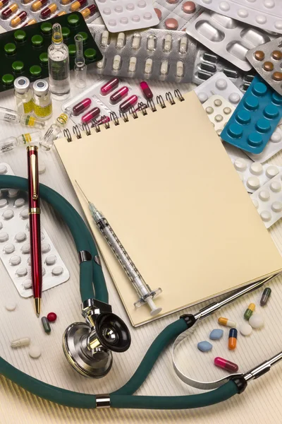 Obat-obatan Medis Notepad Ruang untuk Teks — Stok Foto