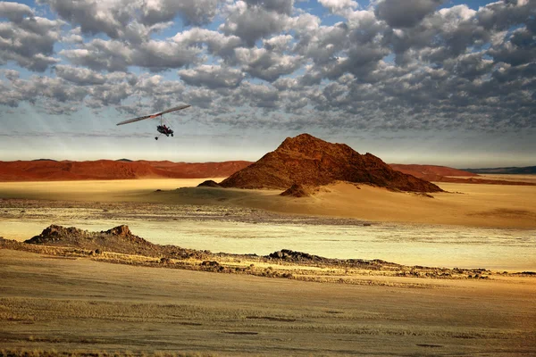 A légi felvétel a sportrepülőgépek - Namíbiai Sossusvlei területe a — Stock Fotó