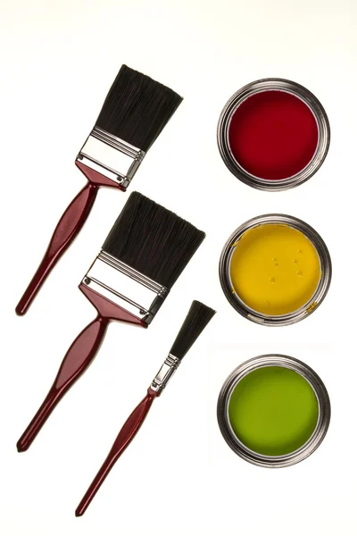 Emulsion Paint - Paintbrushes - Isolated — Stock Photo, Image