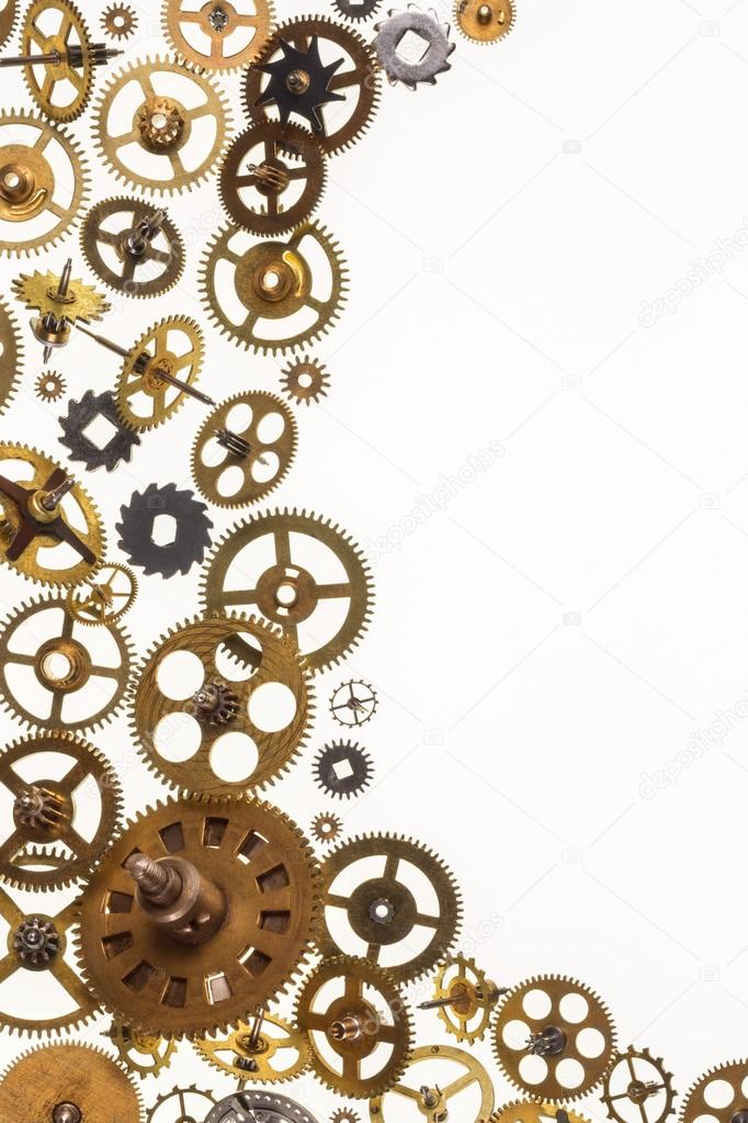 Old clockwork cogs and clock parts - Space for Text