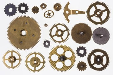 Eski clockwork SMM ve saat parçaları - izole