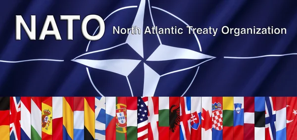 The 28 Flags of NATO - Page header — Stock Photo, Image