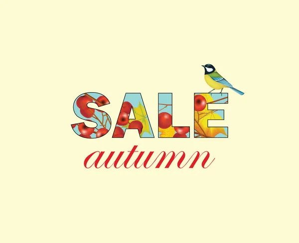 Cartaz de venda de outono com pássaro — Vetor de Stock
