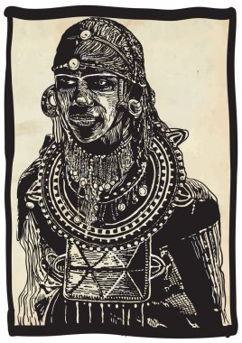 Afrika - bir el çekilmiş, freehand, vektör