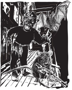 Undead, zombi ve Rat - vektör Serbest Çizim