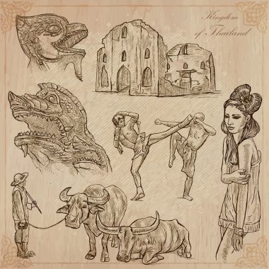 Tayland. Hayat resimleri. Vektör paketi.