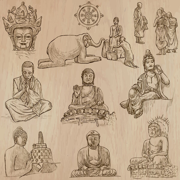 Buddhism - Freehand sketching, vector pack