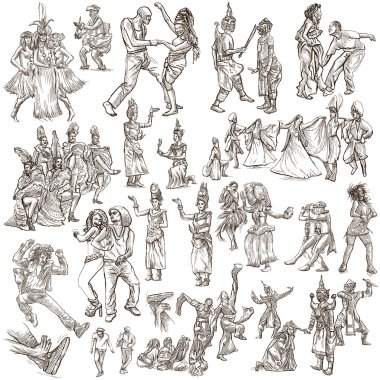 Serbest çizim dansçılar - elle çizilmiş koleksiyonu,