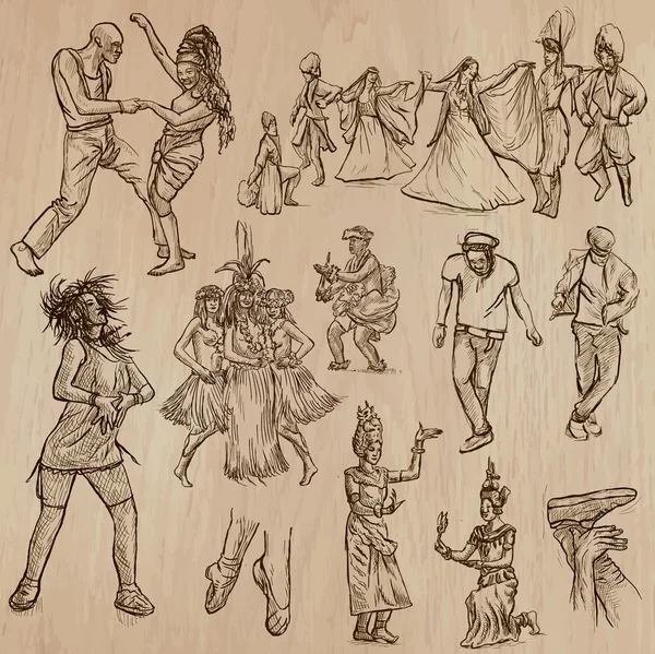 Dançarinos - Pacote vetorial desenhado à mão — Vetor de Stock